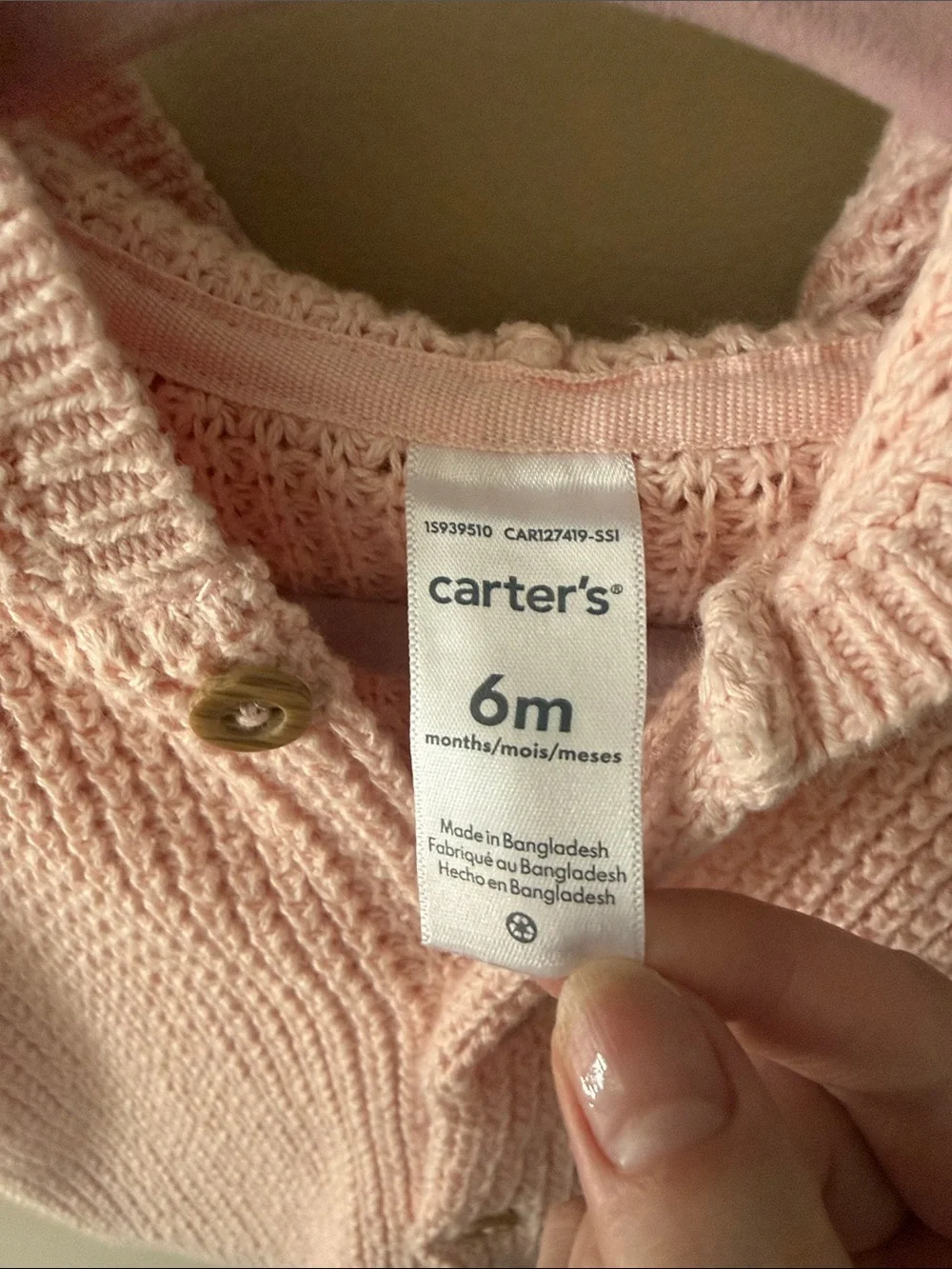 Carter's Pink Knit Hooded Button-Up Cardigan